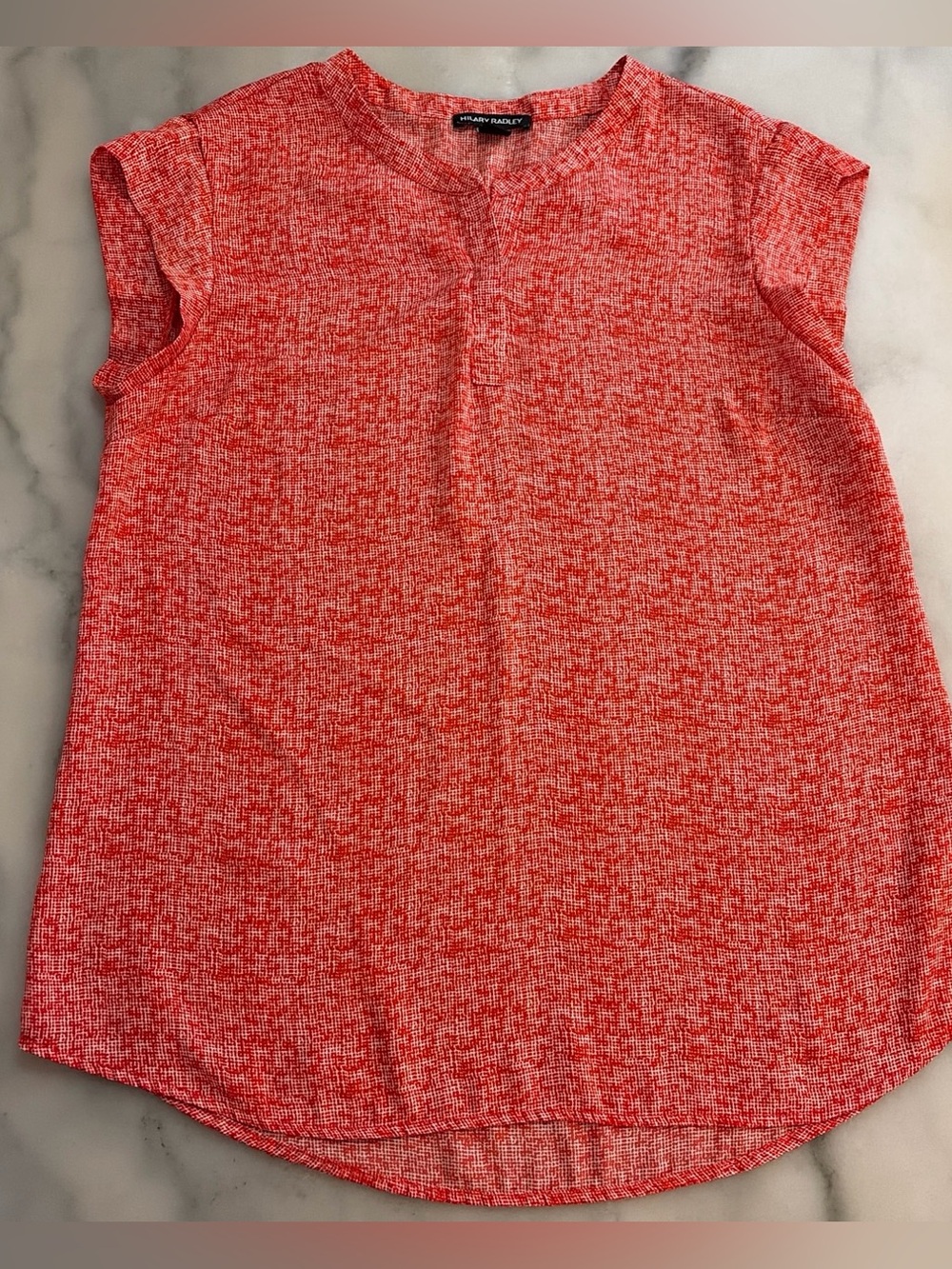 Hilary Radley Red Textured Cap Sleeve Tank Top